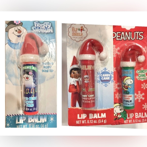 3pack Santa hat Elf on the Shelf, Snoopy & Frosty the snowman flavored lip balms - Picture 10 of 11